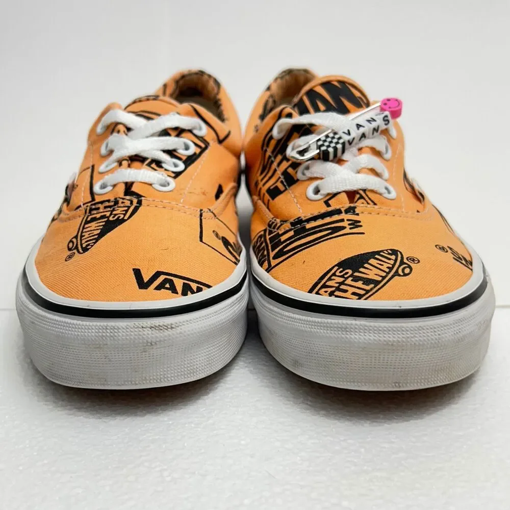 Vans Era Off The Wall Logo Mix Orange Black Canvas Sneakers US M6 W7.5